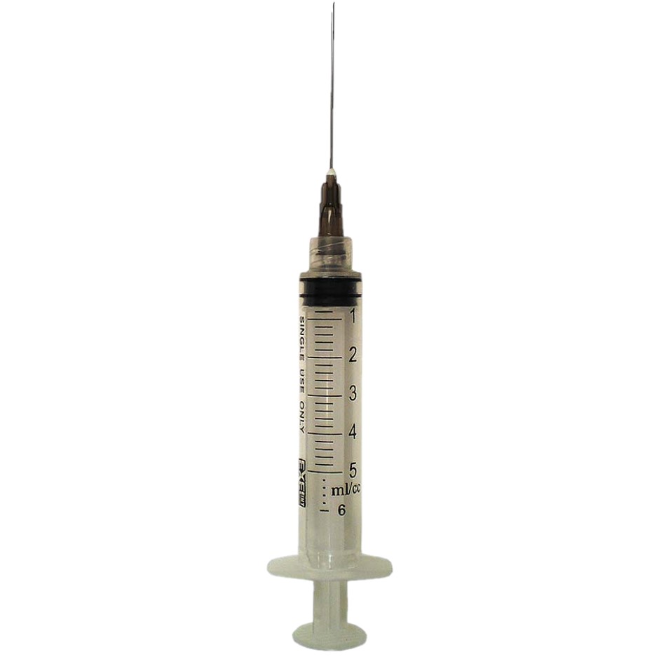 Syringe 5-6cc with Hypodermic Needle ExelInt® 22 .. .  .  